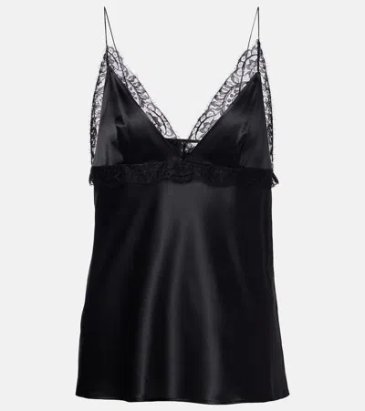 Nina Ricci Lace-trimmed Silk-blend Satin Camisole In Black