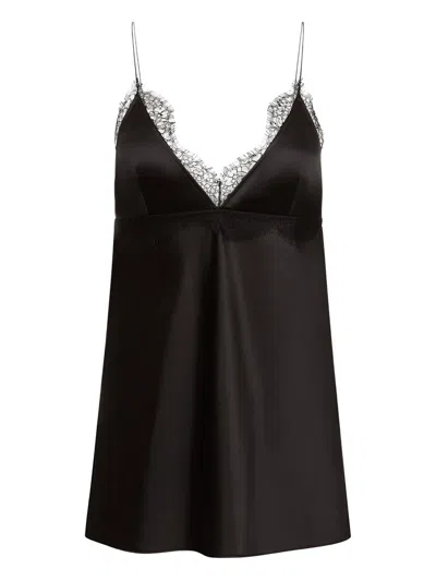 Nina Ricci Lace-trimmed Sleeveless Top In Black