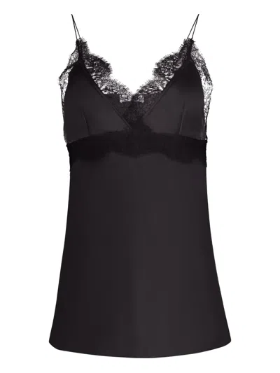 Nina Ricci Lace-trimmed Silk-blend Satin Camisole In Black