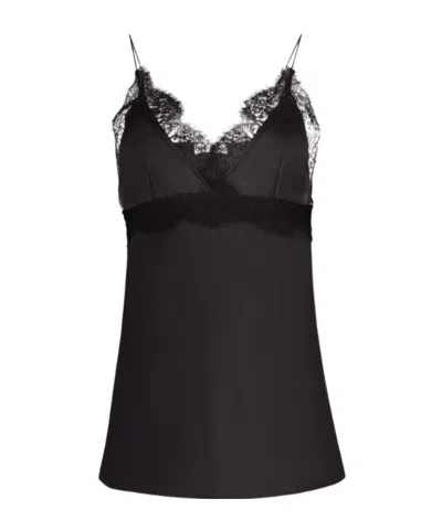 Nina Ricci Lace-trimmed Silk-blend Satin Camisole In Black