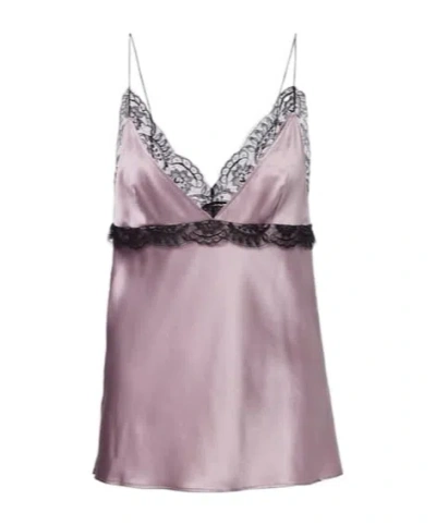 Nina Ricci Lace-trimmed Silk-blend Satin Camisole In Purple