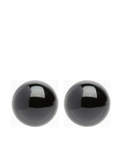 Nina Ricci Lacquered Sphere Earrings In Black
