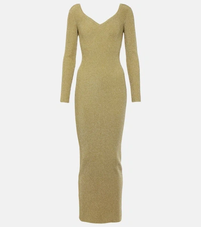 Nina Ricci Lamé Maxi Dress In Gold