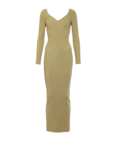 Nina Ricci Lame Maxi Dress In Green