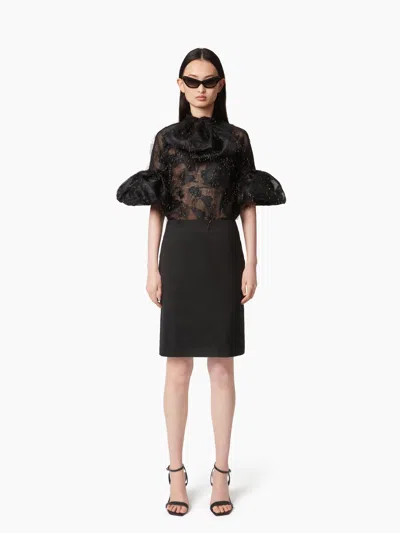 Nina Ricci Lavaliere Shirt With Cocoon Sleeves In Black
