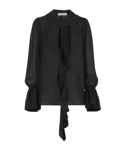 Nina Ricci Lavalliere Ruffled Shirt In Black