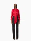 Nina Ricci Lavalliere Satin Shirt In Red