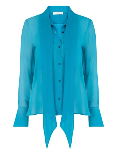 Nina Ricci Lavalliere Satin Shirt In Blue
