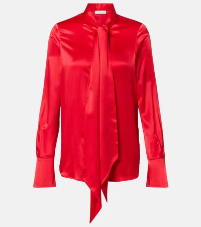 Nina Ricci Lavalliere Silk Crêpe De Chine Shirt In Red