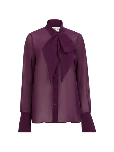 Nina Ricci 라발리에르 실크 셔츠 In Purple