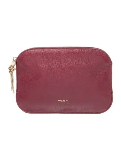 Pre-owned Nina Ricci Leather Clutch In Burgundy