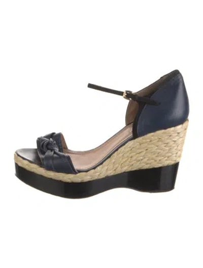 Pre-owned Nina Ricci Leather Colorblock Pattern Espadrilles In Blue