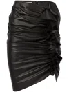 Nina Ricci Womens Ruched-front Asymmetric Mini Leather Skirt Noir In Black