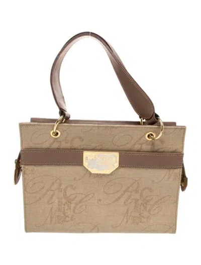 Pre-owned Nina Ricci Leather Top Handle Bag Vintage In Neutral