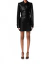 Nina Ricci Leather Trench Jacket With Open Back In Black In Blue