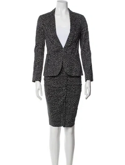 Pre-owned Nina Ricci Linen Polka Dot Print Skirt Set In Black