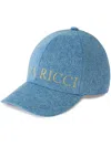 Nina Ricci Logo-embroidered Denim Cap In Blue