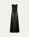 Nina Ricci Long Chiffon Train Bow Wool Vest In Black