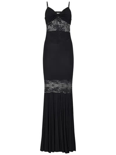 Nina Ricci Mermaid Dress With Lace Inserts In Black