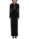 Nina Ricci Long Dress With Lace Inserts
