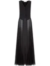 Nina Ricci Long Chiffon Train Bow Wool Vest In 黑色