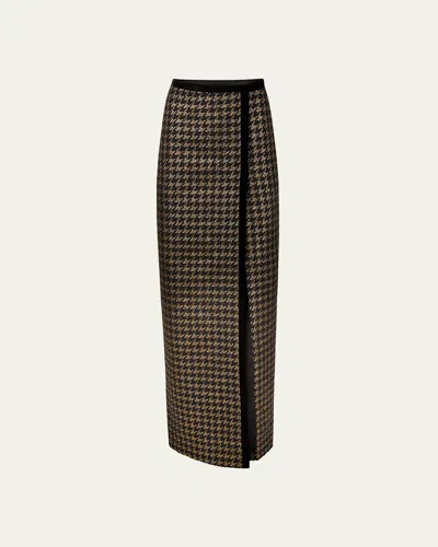 Nina Ricci Houndstooth Skirt In M9169 Black And Gold