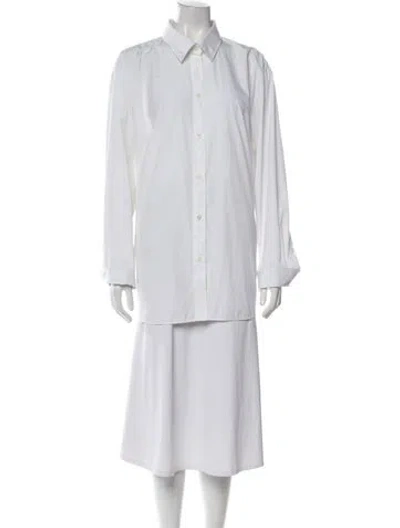 Pre-owned Nina Ricci Long Sleeve Button-up Top In White