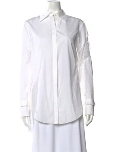 Pre-owned Nina Ricci Long Sleeve Button-up Top In White