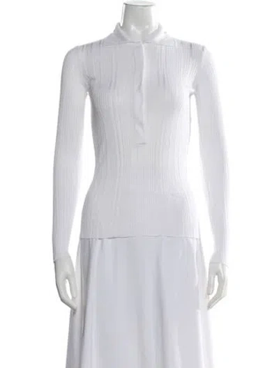 Pre-owned Nina Ricci Long Sleeve Polo In White