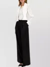 Nina Ricci Long Sleeve Top With Buttoned Cuffs And Collar In Black