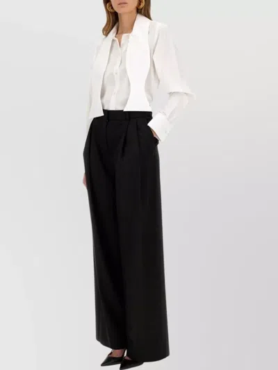 Nina Ricci Long Sleeve Top With Buttoned Cuffs And Collar In Black