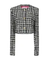 Nina Ricci Houndstooth Tweed Crop Jacket In Black