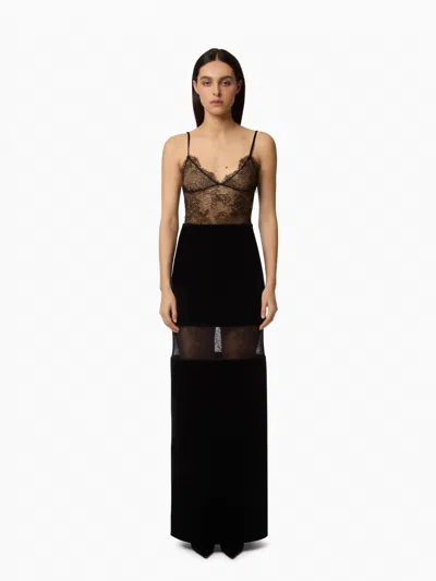 Nina Ricci Long Velvet Skirt In Black