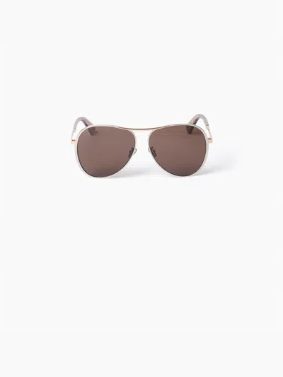 Nina Ricci Lunettes Gros-grain Aviateur En Marron Tu In Gold