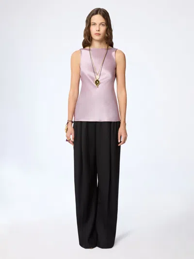 Nina Ricci Mauve Halterneck Drapped Silk Satin Top In Purple