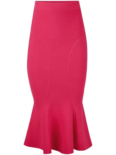 Nina Ricci Cutline Mermaid Peplum Skirt In Red