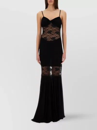 Nina Ricci Mermaid Dress With Lace Inserts In Black