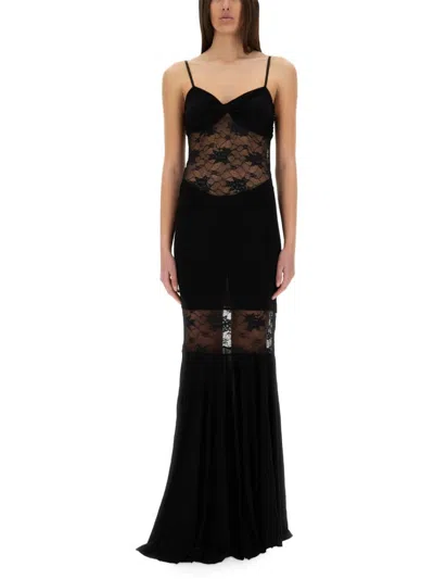 Nina Ricci Mermaid Dress With Lace Inserts In Black