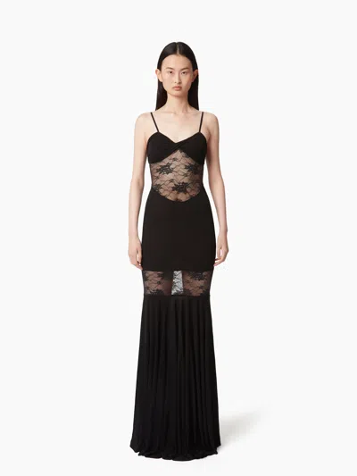 Nina Ricci Mermaid Dress With Lace Inserts In Black