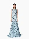 Nina Ricci Mermaid Dress With Open Back In Blue