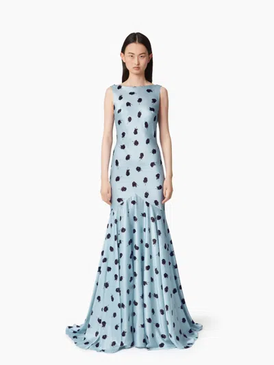 Nina Ricci Mermaid Dress With Open Back In Blue