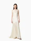 Nina Ricci Open-back Draped Satin Gown In White
