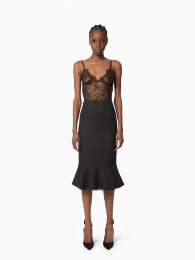 Nina Ricci Midi Peplum Skirt In Black