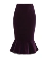 Nina Ricci Knee Length Velvet Skirt With Ruffled Hem In Purple