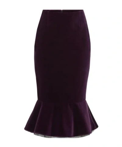 NINA RICCI MIDI PEPLUM VELVET SKIRT