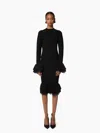 Nina Ricci Midi Ruffled Wool Skirt Xl In Black