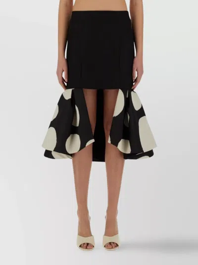 Nina Ricci Midi Skirt Double Ruffles High Waist In Black