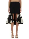 Nina Ricci Midi Skirt Double Ruffles High Waist In Black