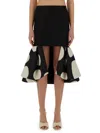 Nina Ricci Midi Skirt Double Ruffles High Waist In Black