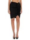 Nina Ricci Midi Skirt With Drape In Black